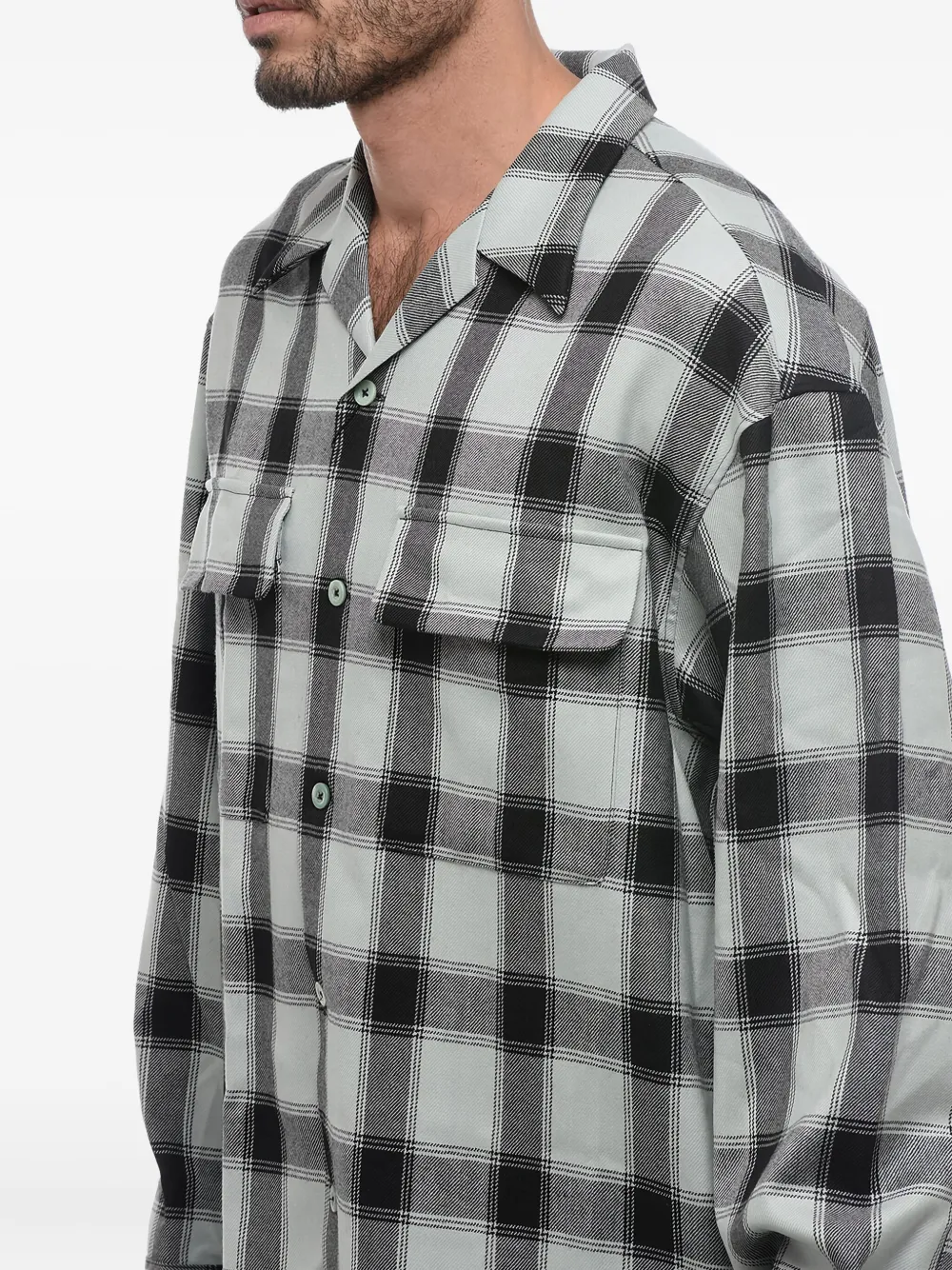 AMI Paris Bowlingshirt met tartan-ruit Blauw