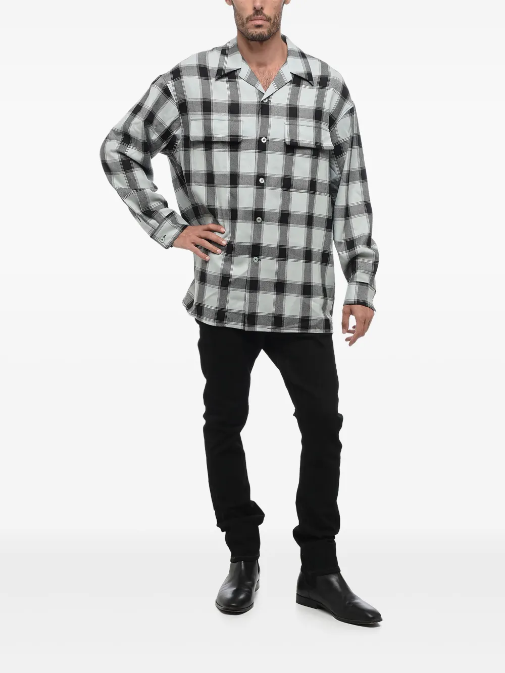 AMI Paris tartan-check bowling shirt Blauw