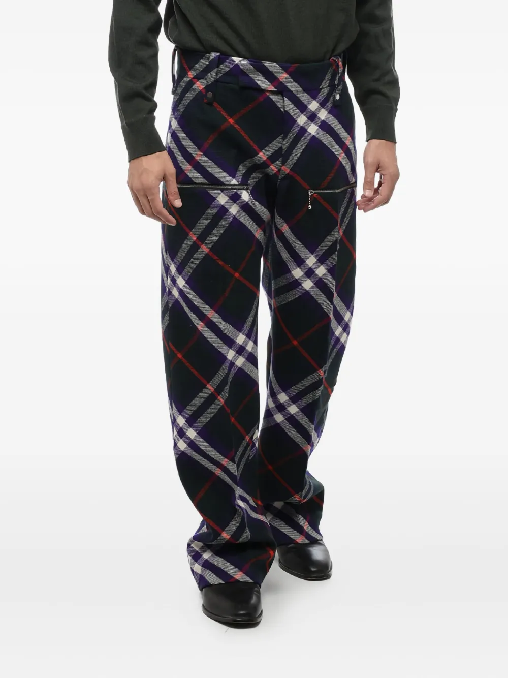 Burberry checked-pattern trousers Blauw