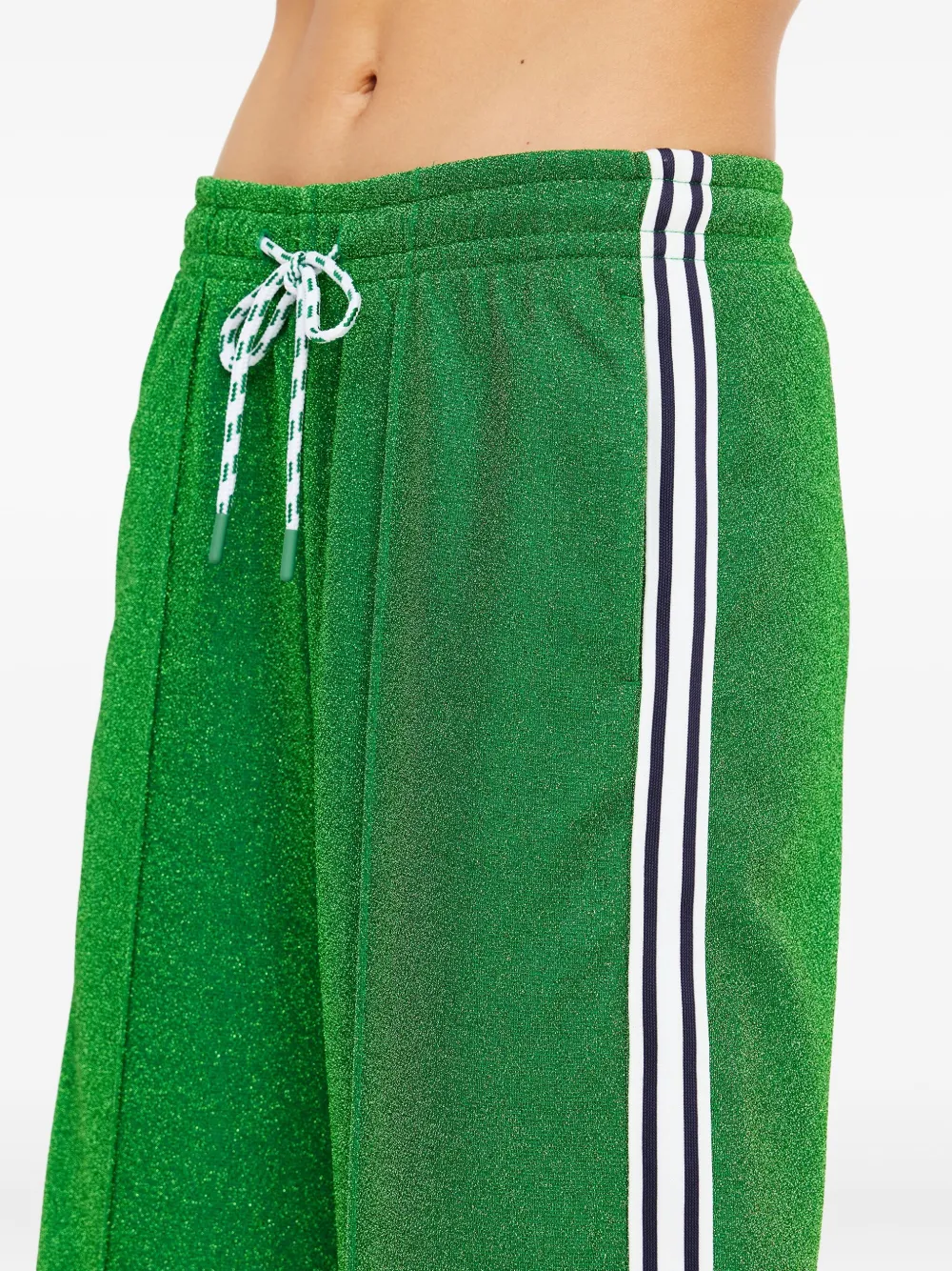 The Upside Galaxia Loretta Lurex Side-stripe Trousers In Green