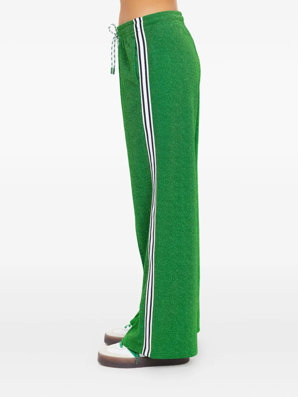 The Upside Galaxia Loretta Lurex Side-stripe Trousers In Green