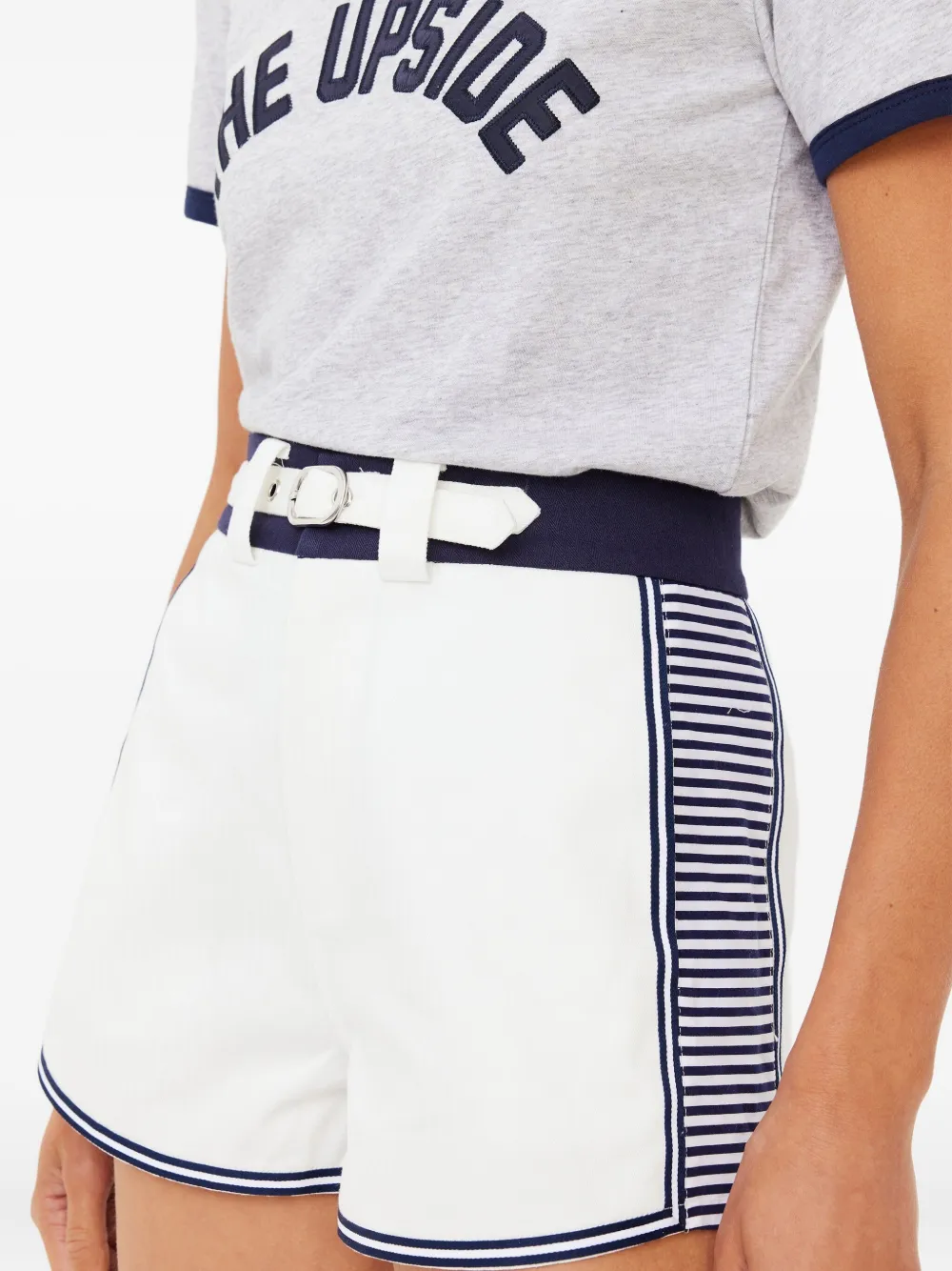 The Upside Racer Striped-panel Shorts In White