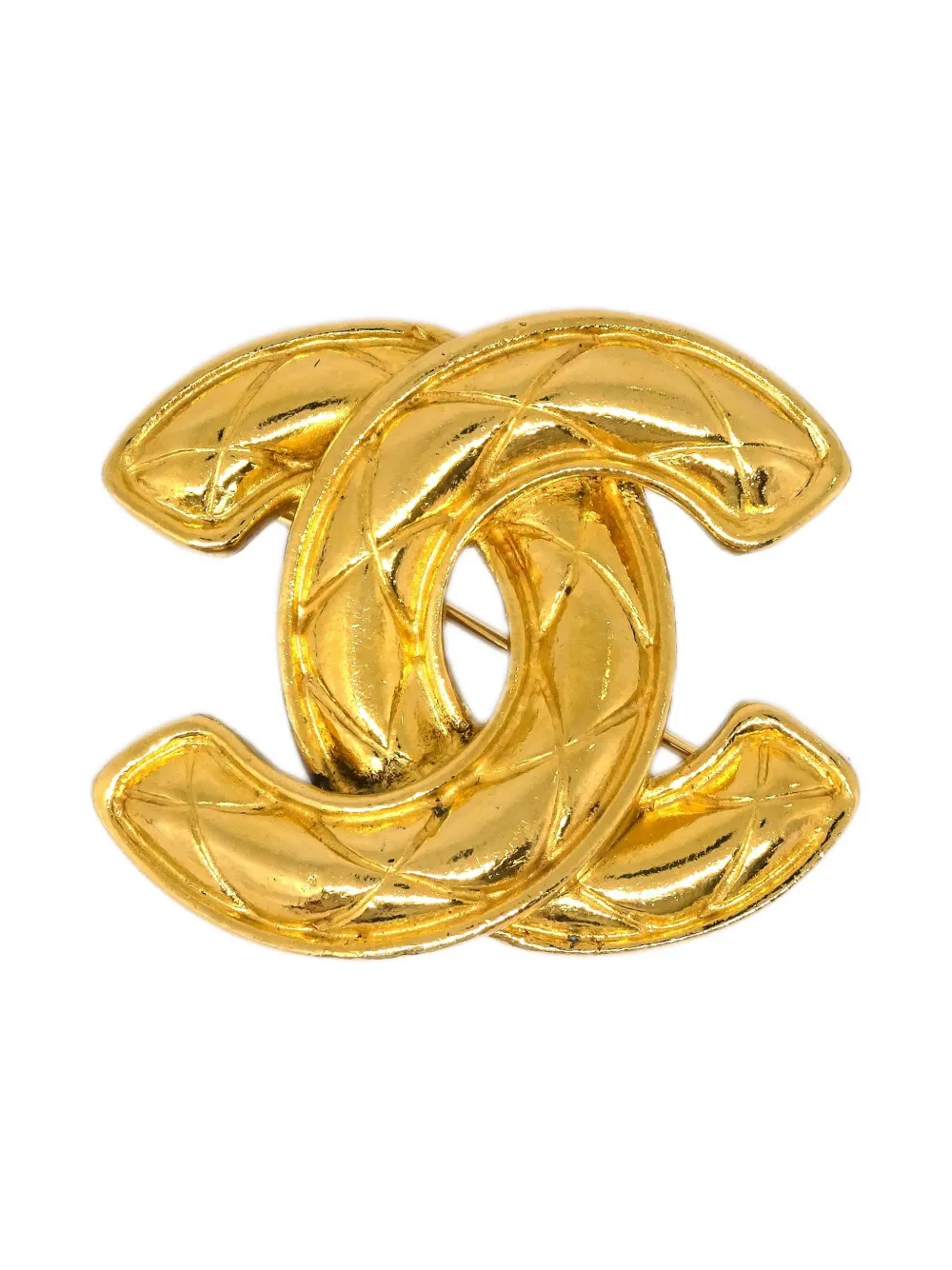 CHANEL Pre-Owned 1990-2000s Quilted CC brooch | Gold | Image 1