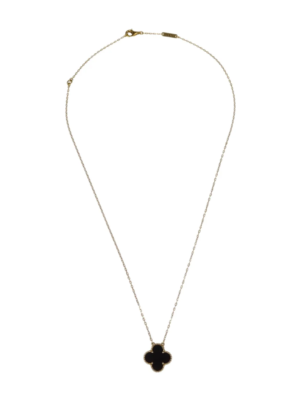 Van Cleef & Arpels 1990-2000s アルハンブラ オニキス ネックレス 18Kイエローゴールド - ゴールドトーン Van Cleef & Arpels 1990-2000s アルハンブラ オニキス ネックレス 18Kイエローゴールド - ゴールドトーン