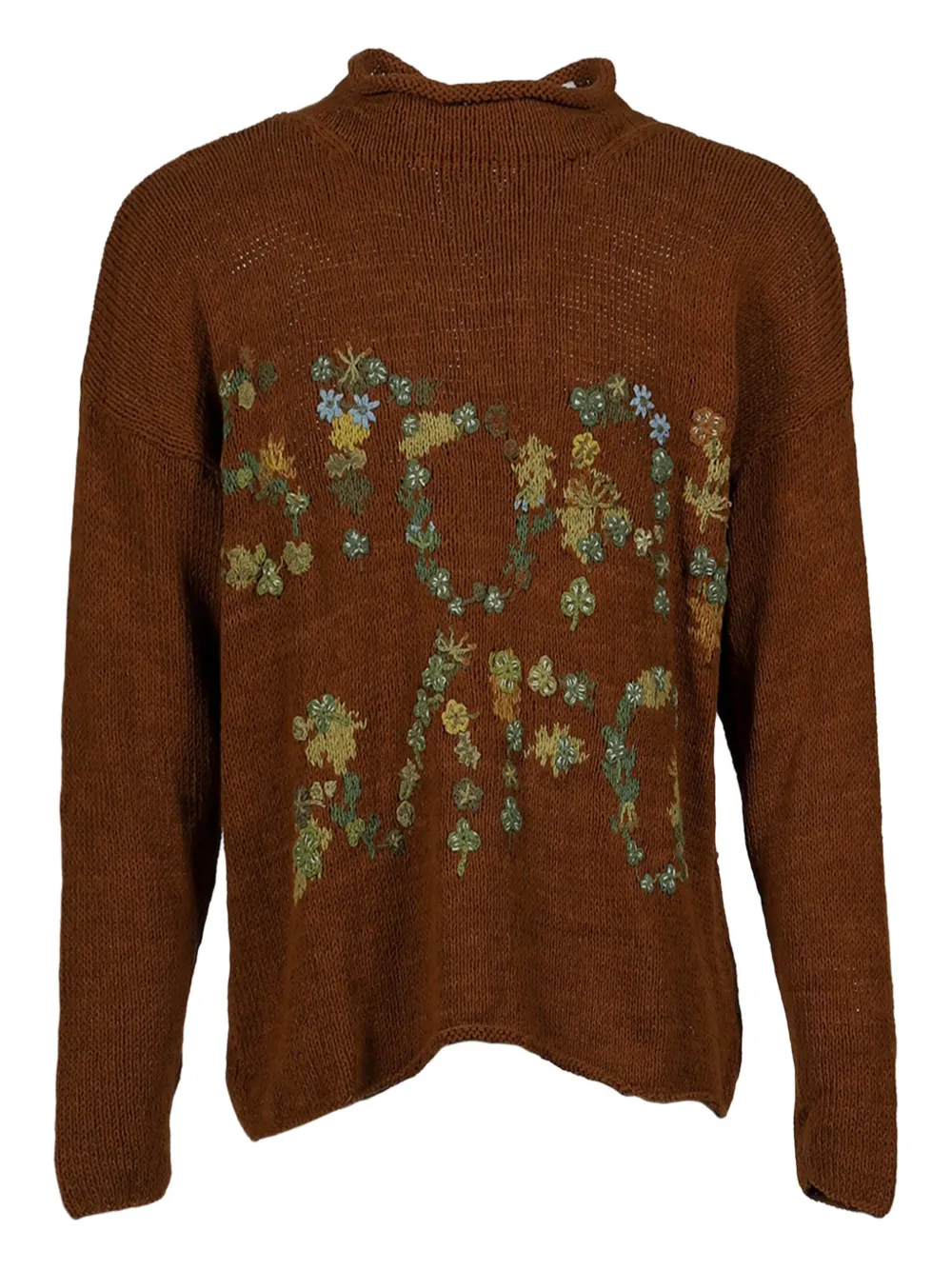 STORY mfg. pull Twinsun à fleurs brodées | marron | Image 1