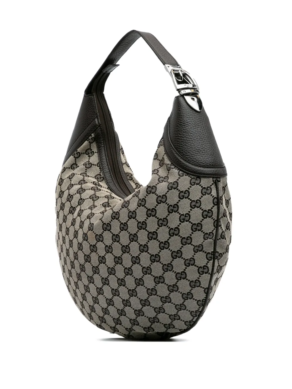 Pre-owned Gucci 2000-2015 Gg Canvas Hobo Bag In Gray