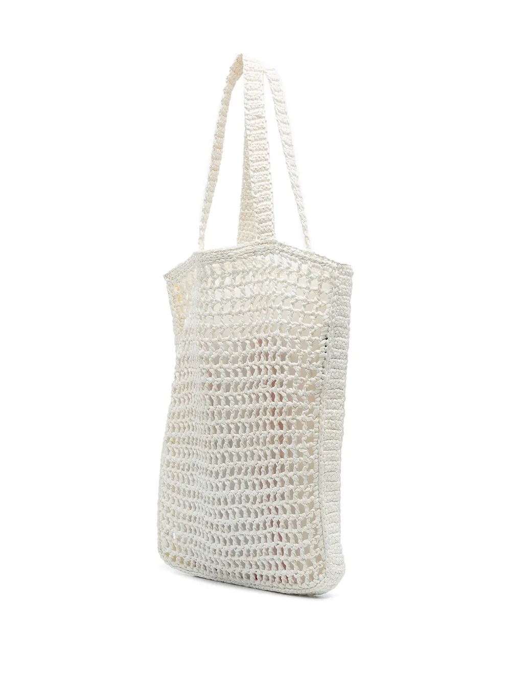 Pre-owned Prada 2000-2024 Raffia Effect Crochet Logo Embroidered Tote Bag