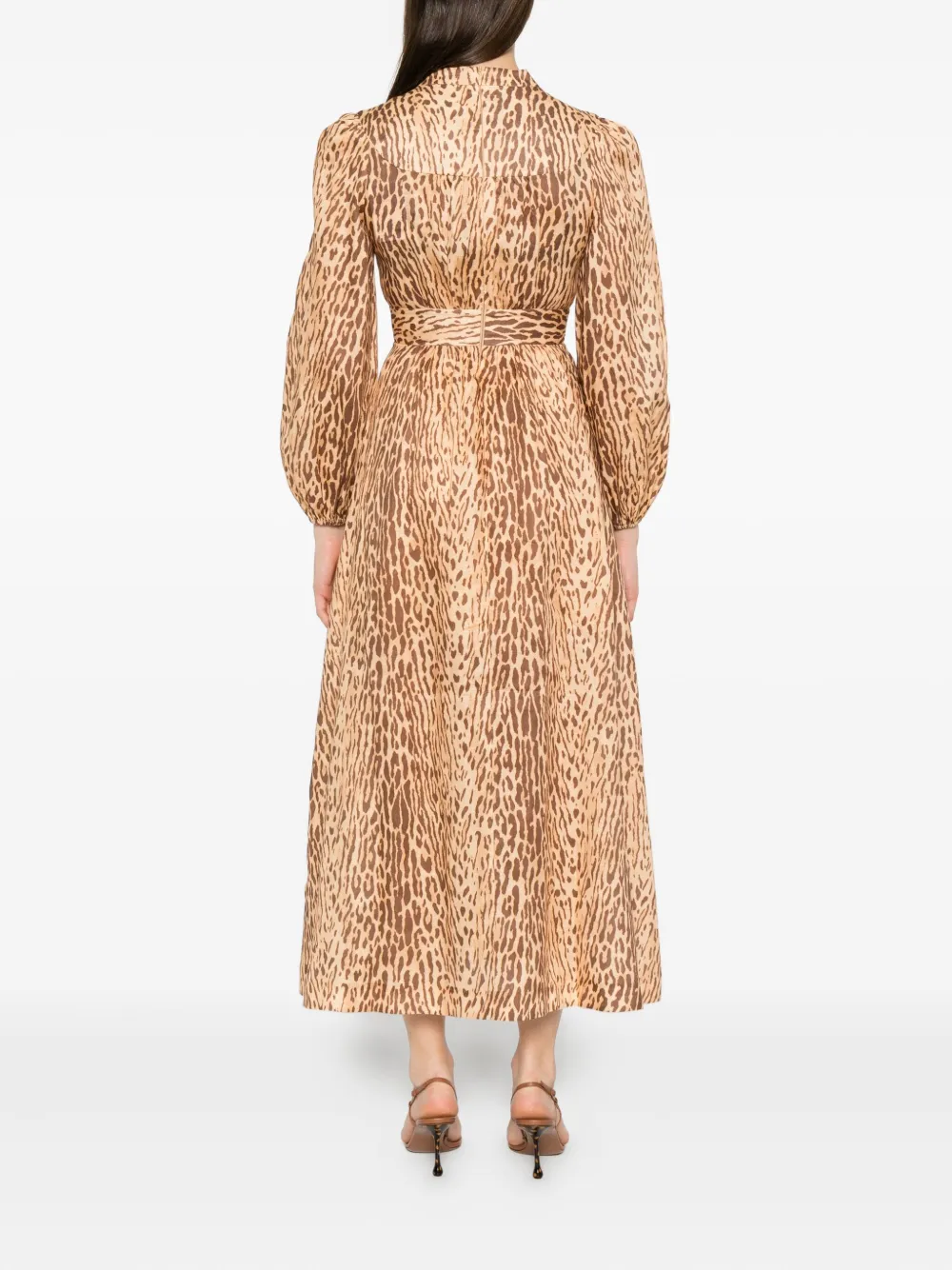 ZIMMERMANN leopard-print button-front dress Beige