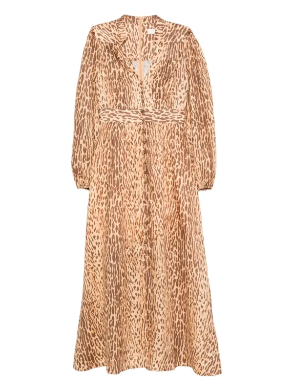 ZIMMERMANN leopard-print button-front Dress | Neutrals | FARFETCH