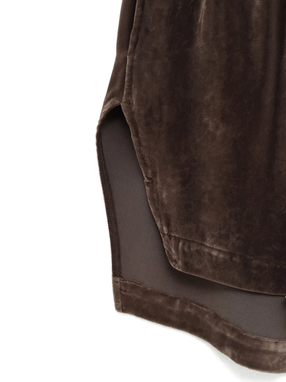 Rick Owens velvet side-split shorts Bruin