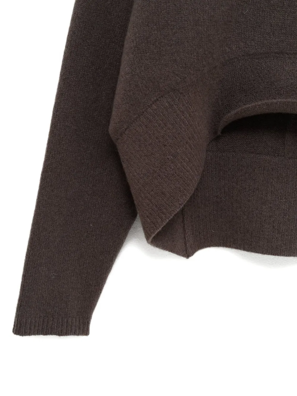Rick Owens Long Sleeve Crew Neck Top With Dropped Shoulders In Brown