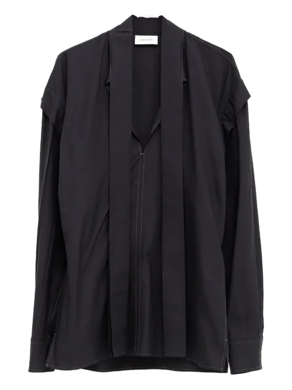 Lemaire Tie-neck Long-sleeve Blouse in Black