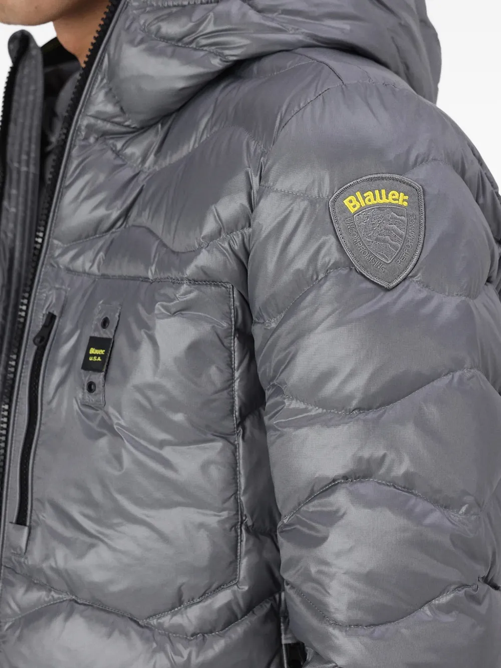 Blauer quilted hooded jacket Grijs