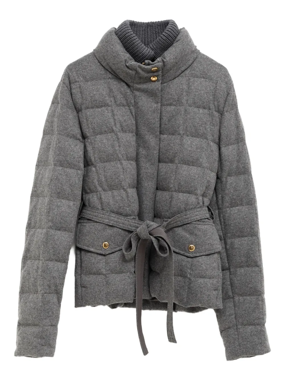 Moncler Bussettes gewatteerd jack met ceintuur Grijs