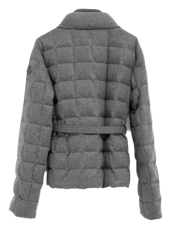 Moncler Bussettes Quilted Belted Jacket | Grey | FARFETCH