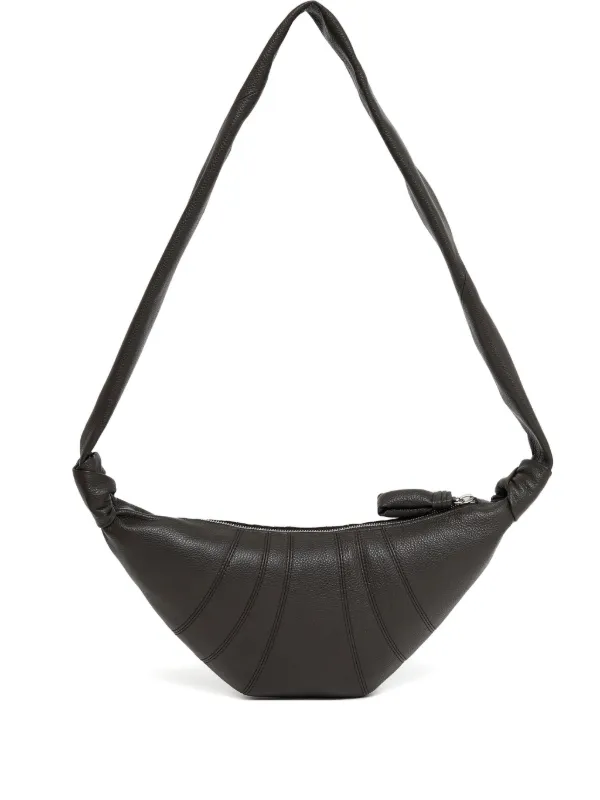 【LEMAIRE】Small Grain Leather Croissant Shoulder Bag Small Croissant Soft Bag in Black | LEMAIRE