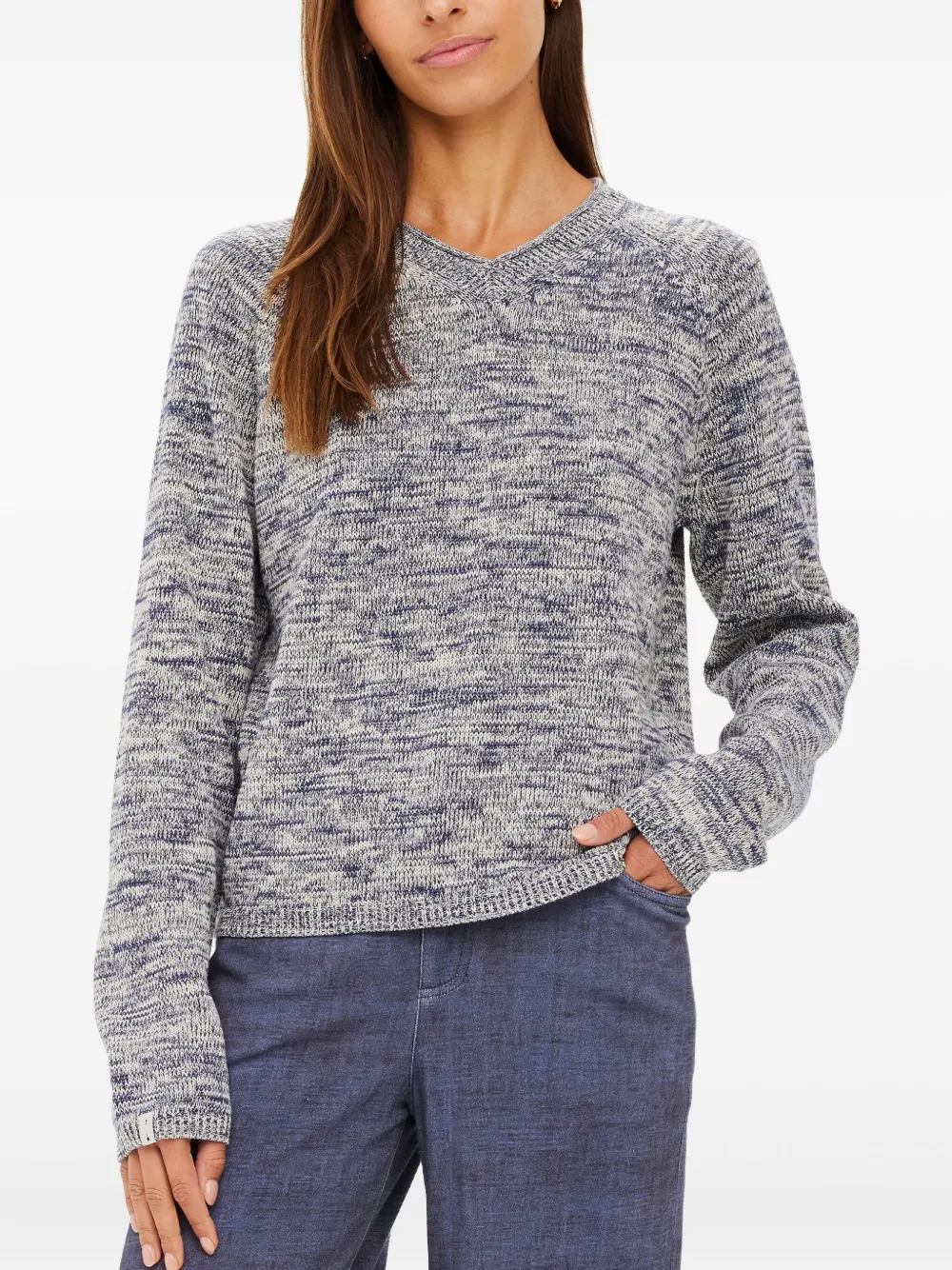 The Upside V-neck Raglan Sweater In Blue