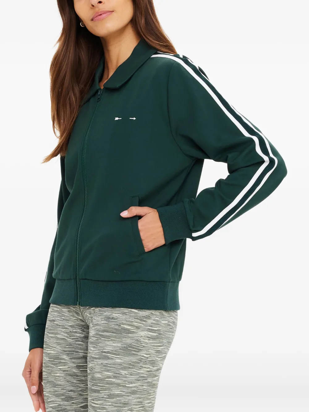 The Upside zip-front stripe-detail jacket | Green | Image 1