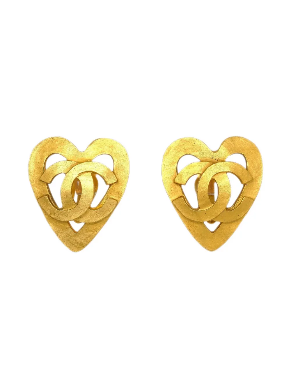 CHANEL Pre-Owned 1995 Heart clip-on earrings - ゴールドトーン CHANEL Pre-Owned 1995 Heart clip-on earrings - ゴールドトーン