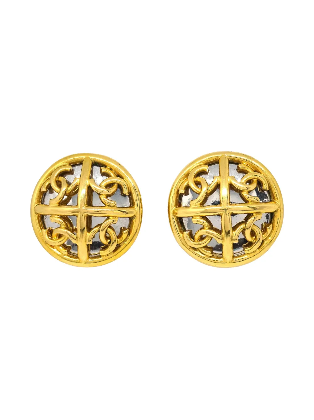 CHANEL Pre-Owned 1993 Button clip-on earrings - ゴールドトーン CHANEL Pre-Owned 1993 Button clip-on earrings - ゴールドトーン