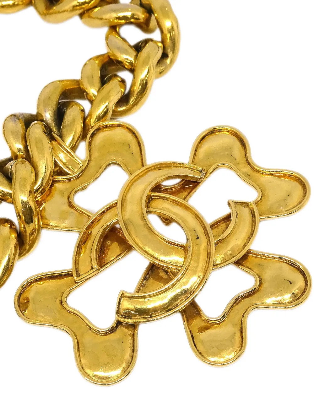 Pre-owned Chanel 1994 Chain Pendant Necklace In Gold