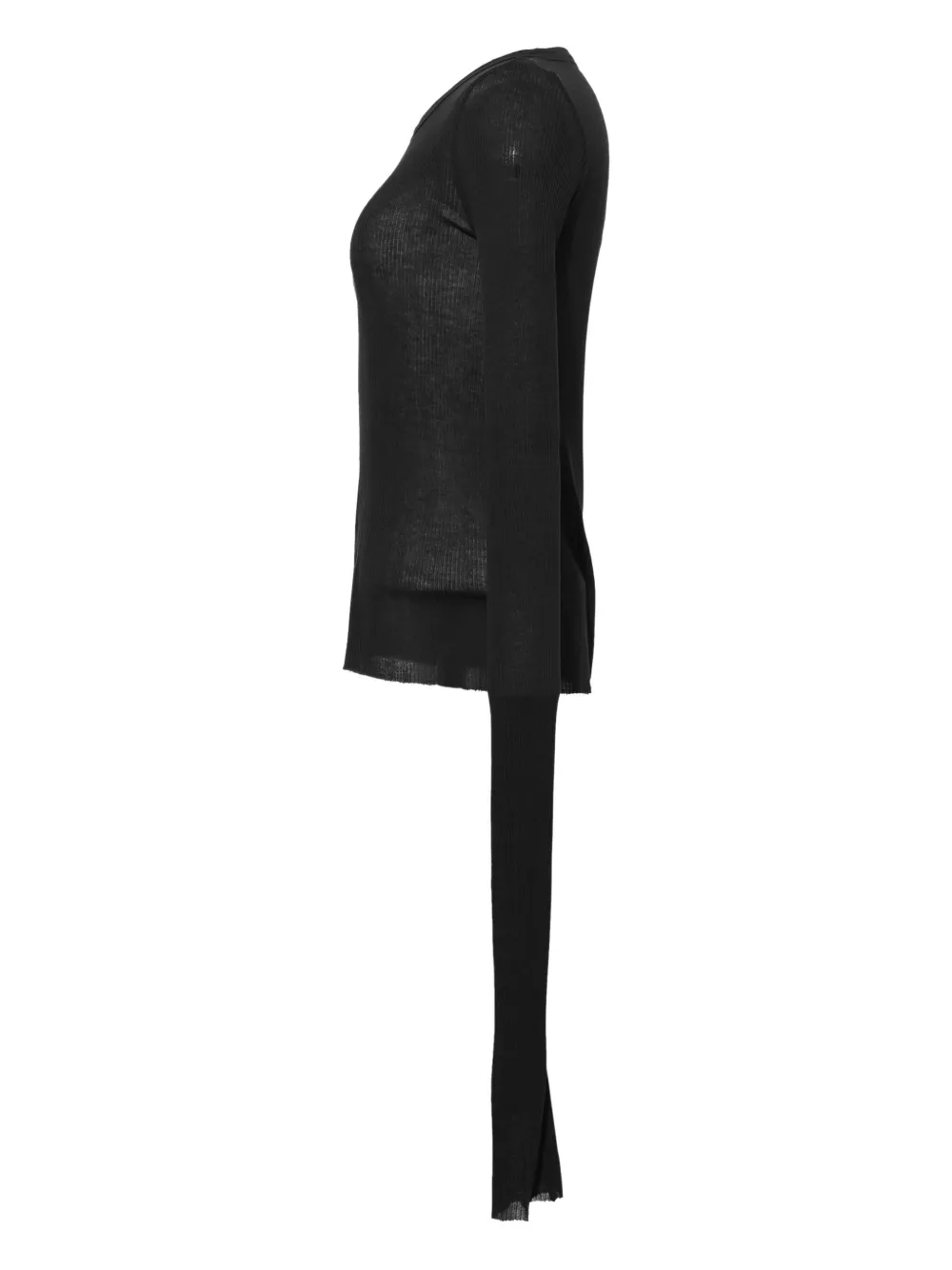 Rick Owens Ribbed Long-sleeve Top In Black