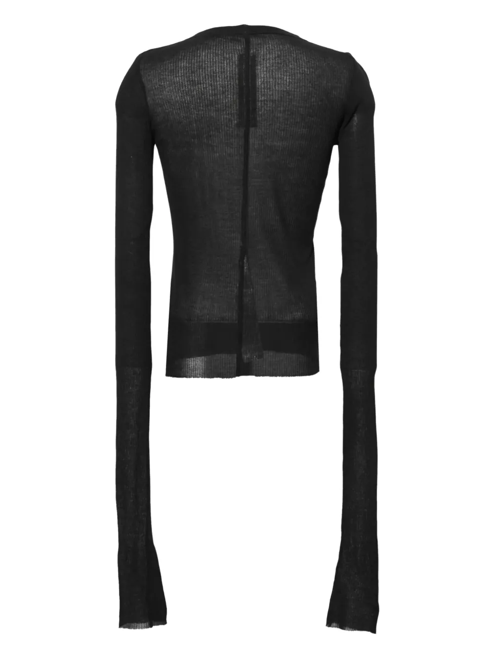 Rick Owens Ribbed Long-sleeve Top In Black
