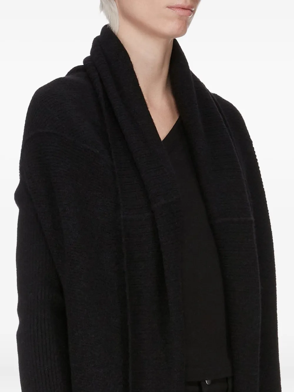 Rick Owens Ribbed-knit Long Cardigan In Black