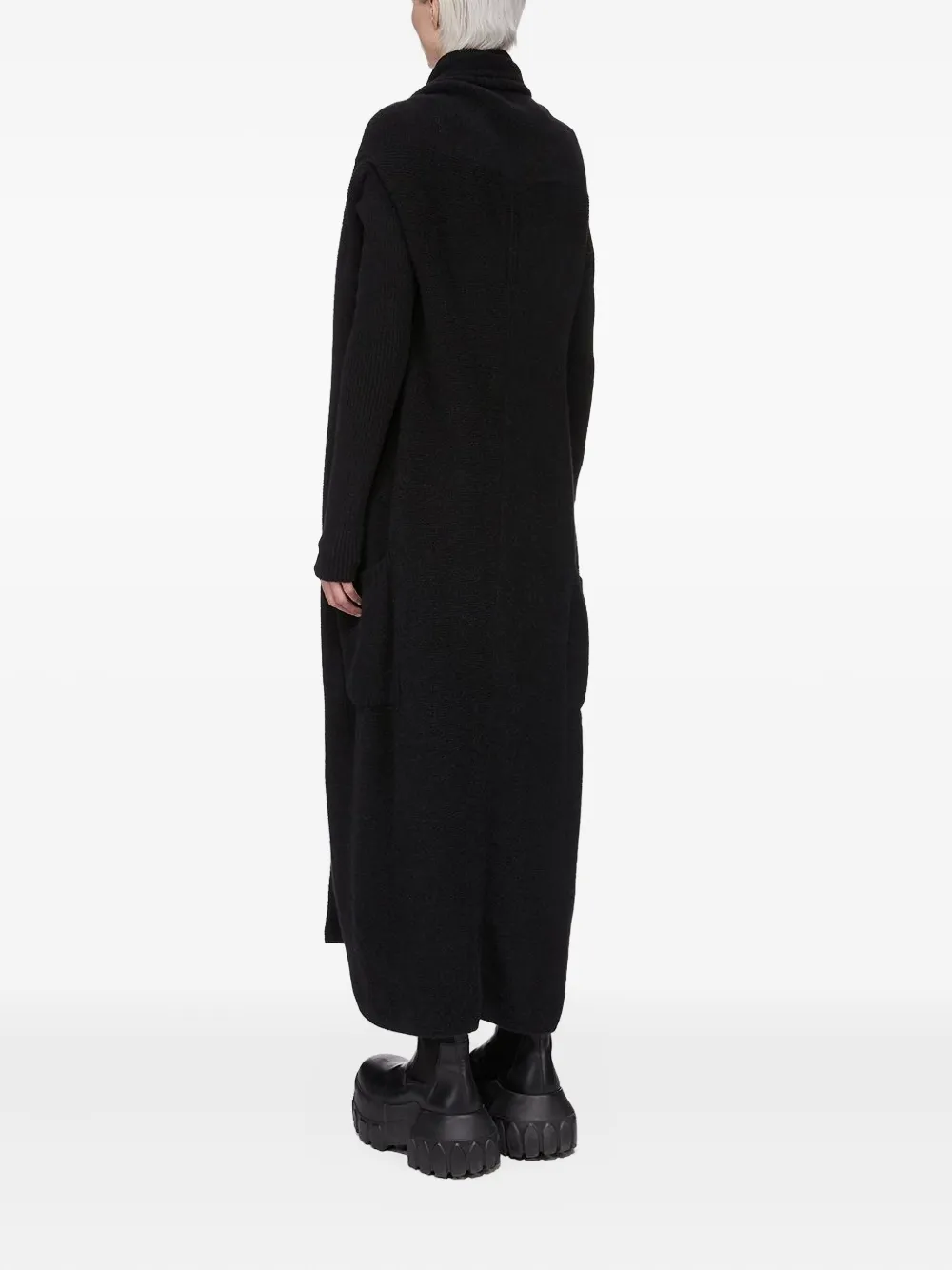 Rick Owens Ribbed-knit Long Cardigan In Black
