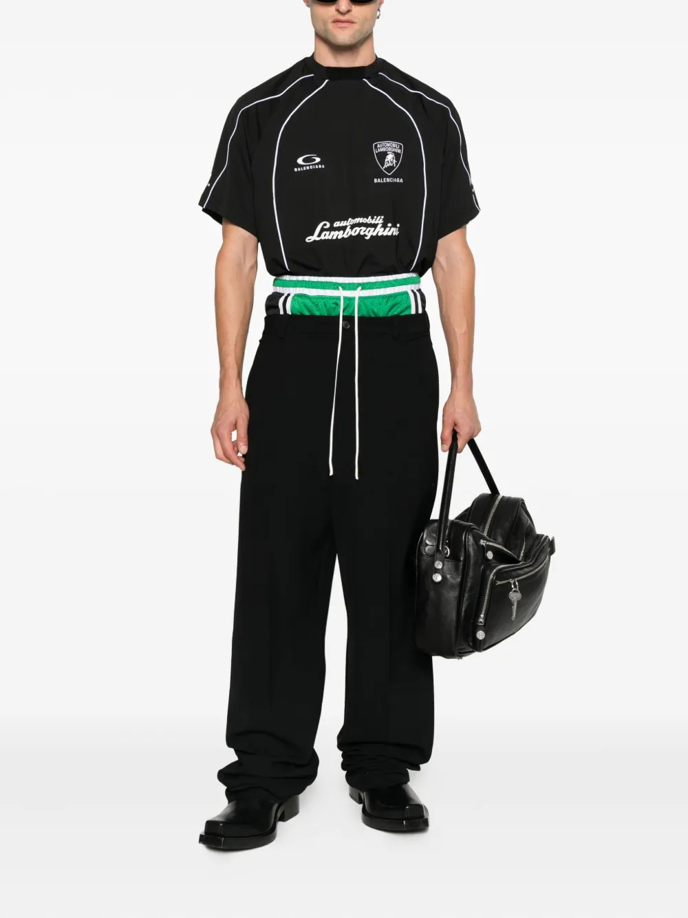Balenciaga Automobili Lamborghini-logo panelled T-shirt Zwart