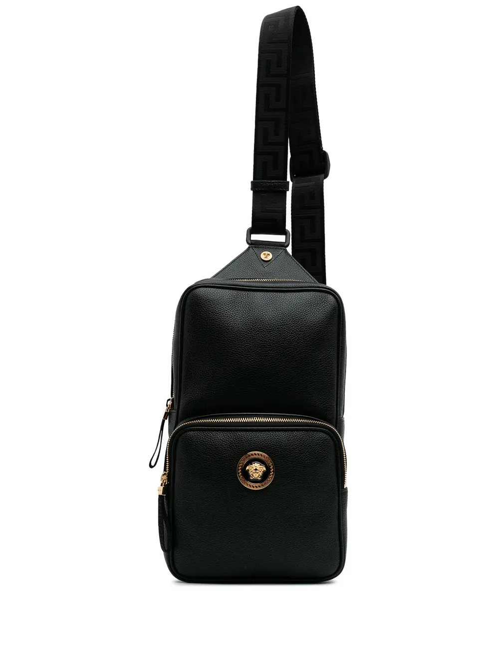 Versace Pre-Owned 2022 Grained Calfskin Medusa Sling Bag crossbody bag | Black | Image 1