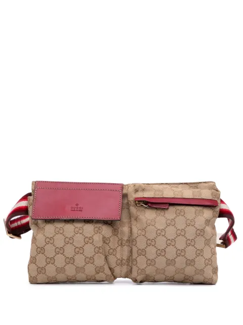 Gucci Pre-Owned 2016-2024 GG Canvas Web Double Pocket belt bag