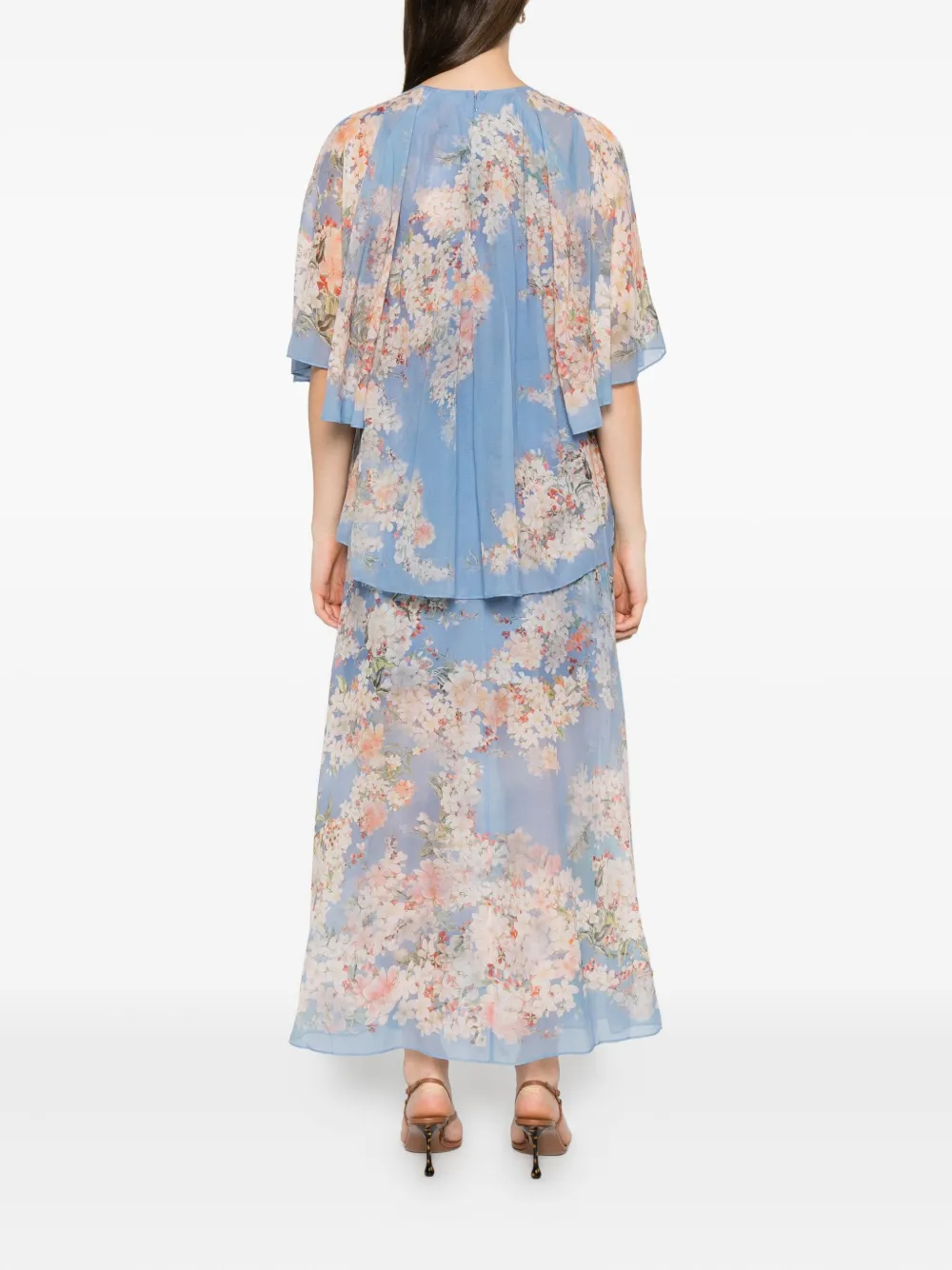 ZIMMERMANN floral-print ruffled dress Blauw