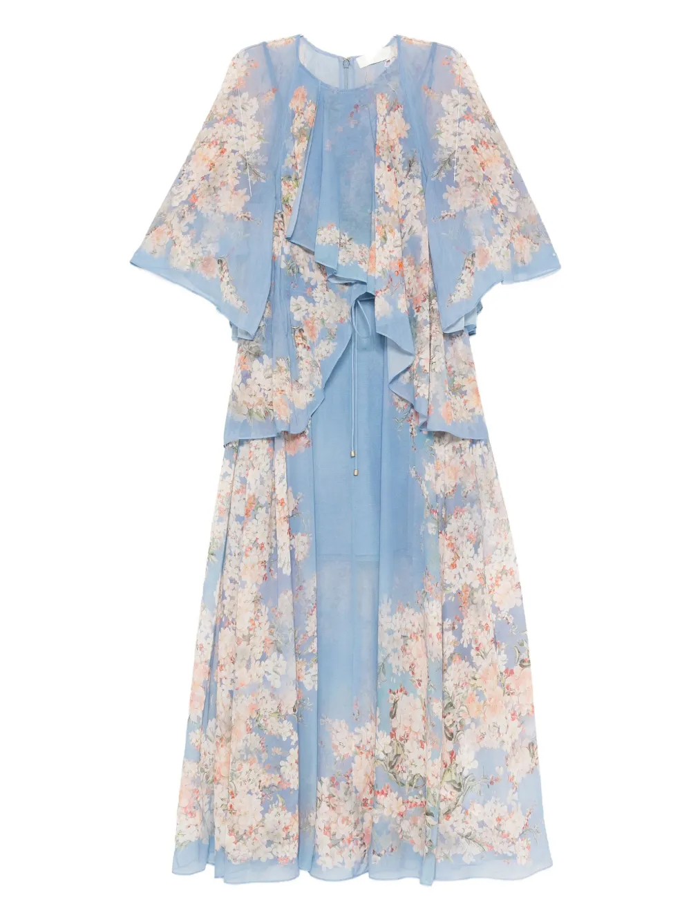 ZIMMERMANN floral-print ruffled dress Blauw