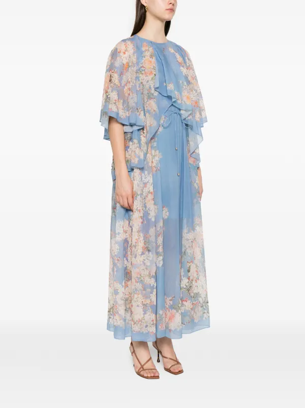 ZIMMERMANN フローラル ラッフルドレス | ブルー | FARFETCH JP