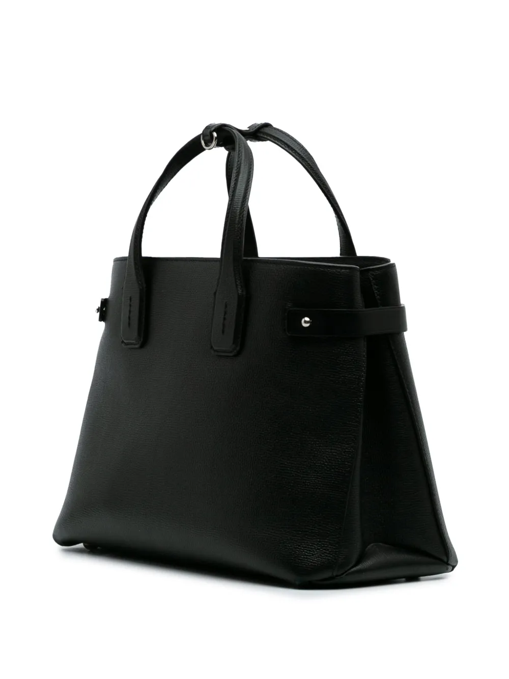 Pre-owned Burberry 2000-2017 Medium Leather Banner Satchel In Black