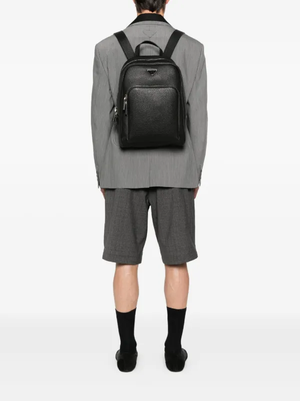 Prada Saffiano Leather Backpack | Black | FARFETCH RO