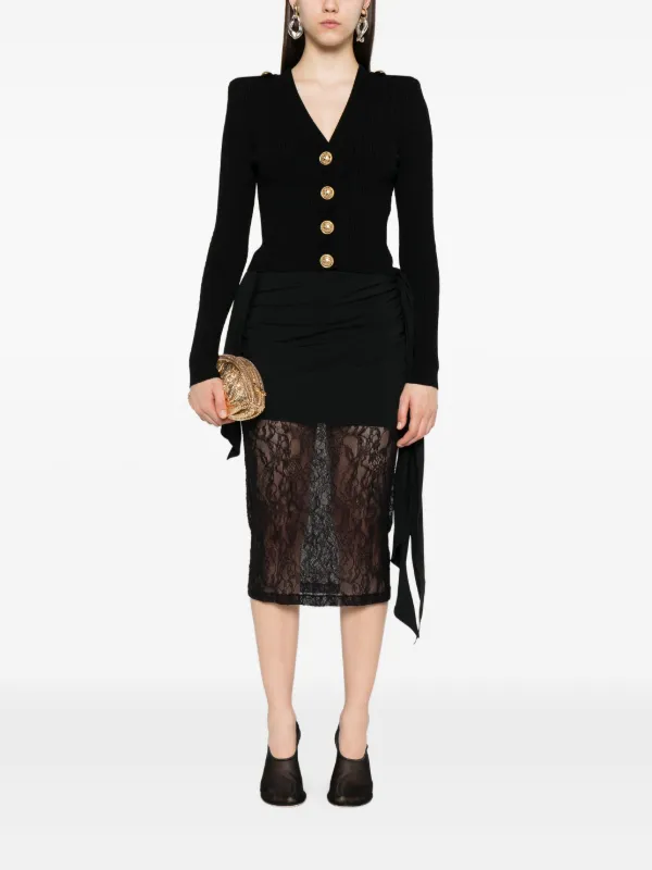 Balmain リブニット カーディガン | ブラック | FARFETCH JP