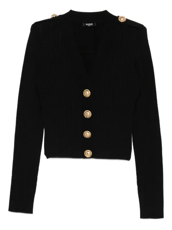 Balmain リブニット カーディガン | ブラック | FARFETCH JP