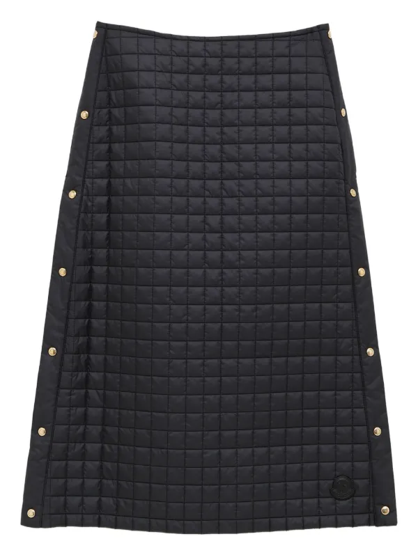 Moncler Press-stud Quilted Midi Skirt in Black