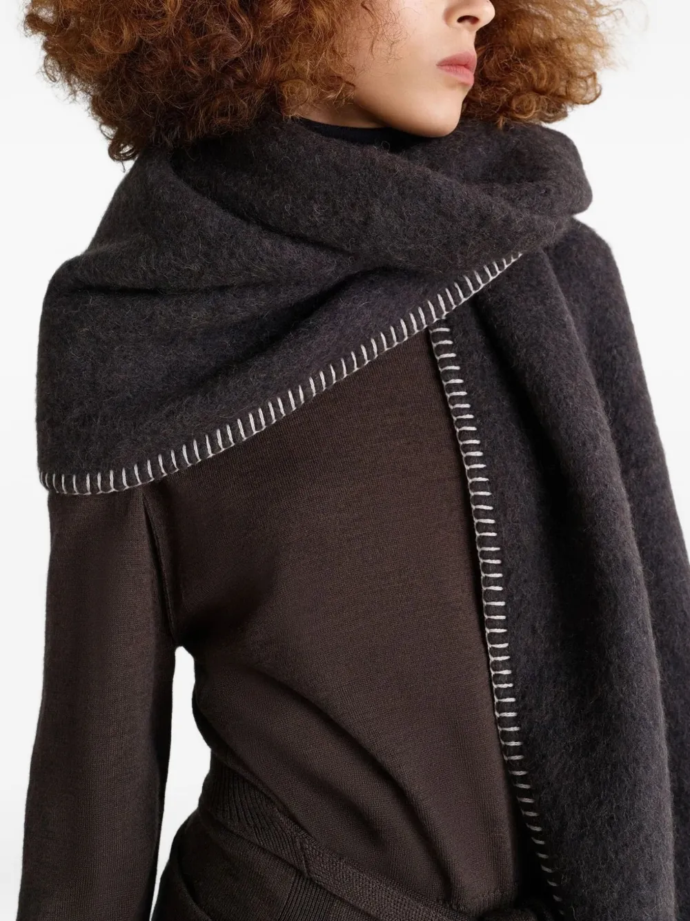 Lemaire Stitched-edge Wool Scarf In Black