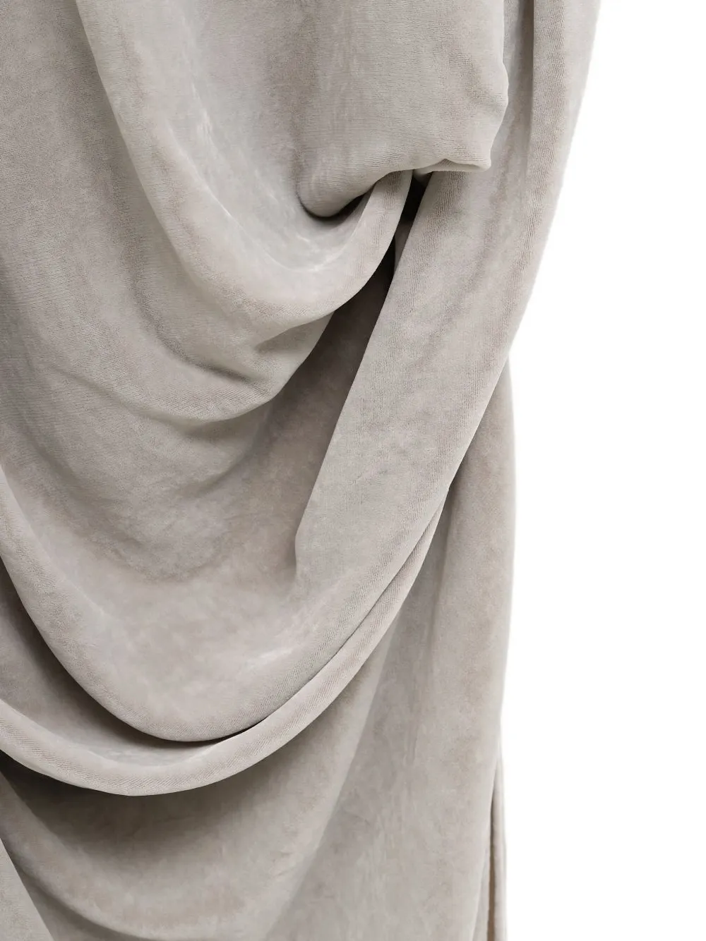 Rick Owens Draped Cowl-neck Asymmetrical Dress In Gray