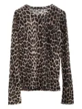 Baserange leopard-print bell-sleeve t-shirt - Brown