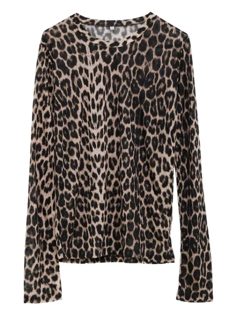 Baserange leopard-print bell-sleeve t-shirt