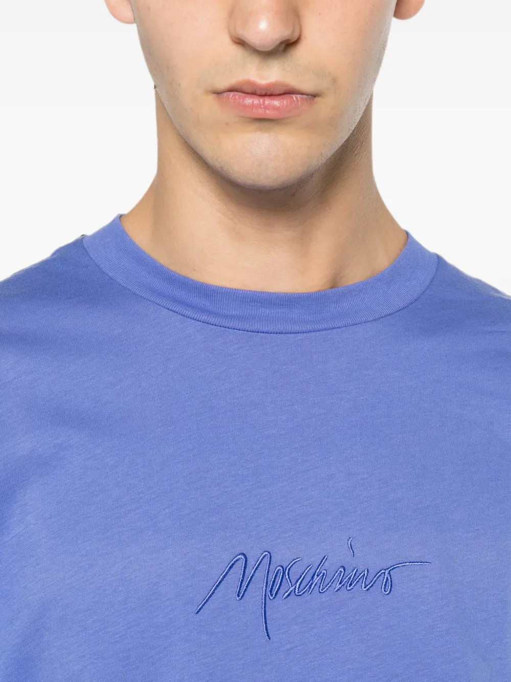 Moschino T-shirt met geborduurd logo Blauw