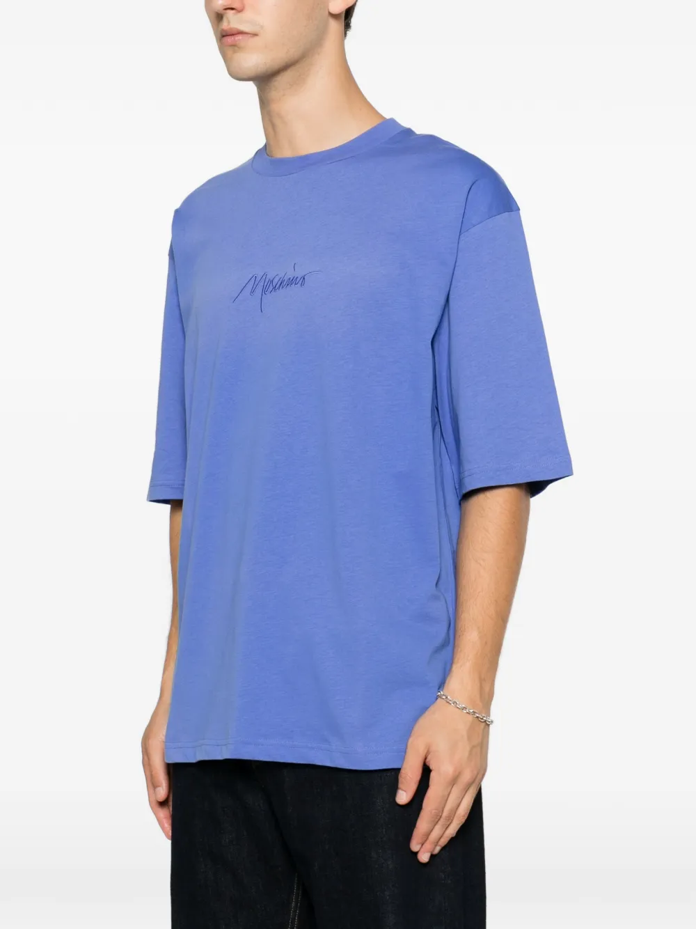Moschino T-shirt met geborduurd logo Blauw