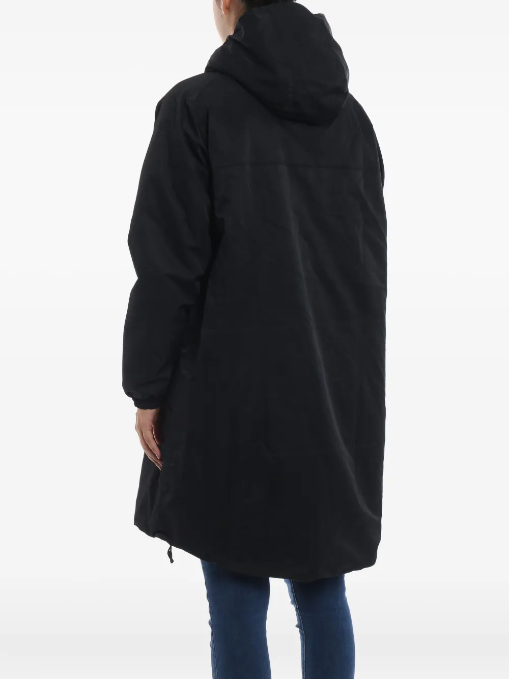 K-way Hooded Zipped Parka In Black
