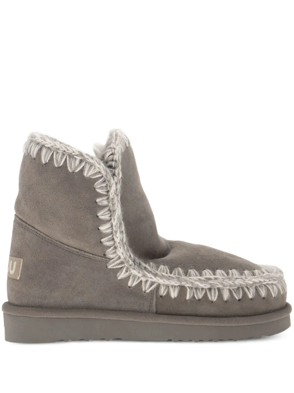 Mou whipstitch-trims suede ankle boots Grey