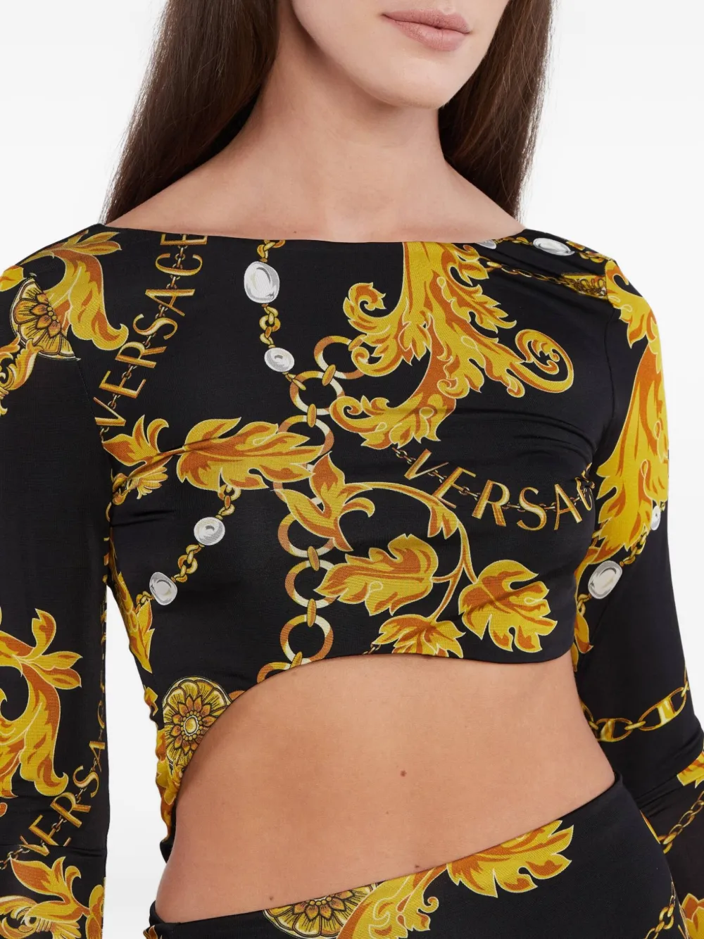Versace Jeans Couture Midi-jurk met barokprint Zwart