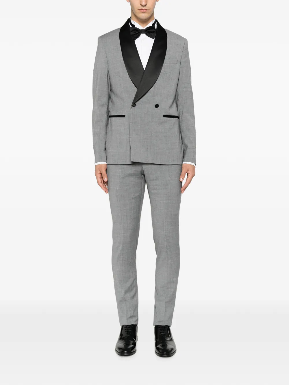 Manuel Ritz Blazer met dubbele rij knopen en sjaalrevers Grijs